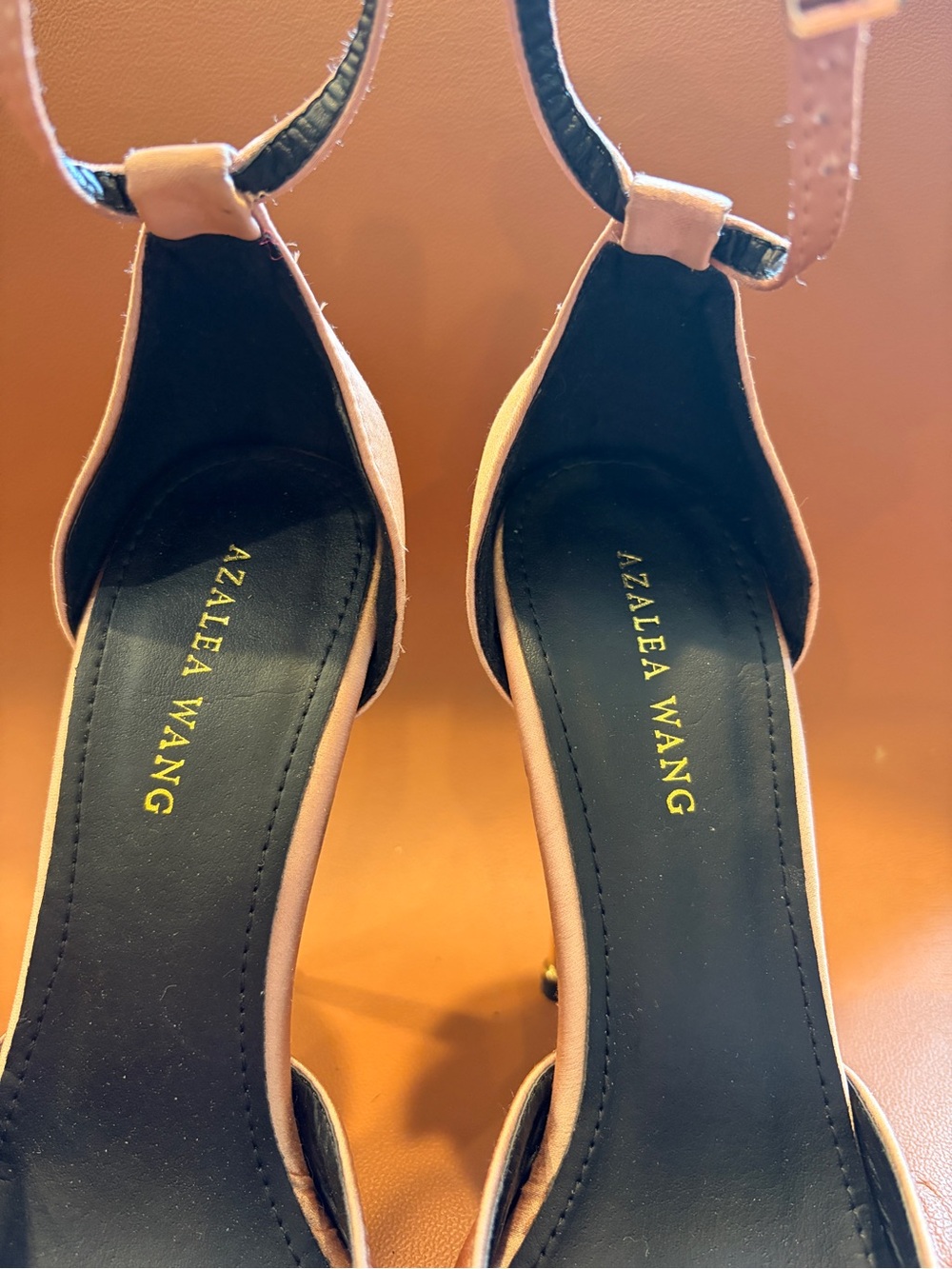 Azalea Wang Satin Pointed Ankle-Strap Heels in Dusty Pink - Picture 3 of 9